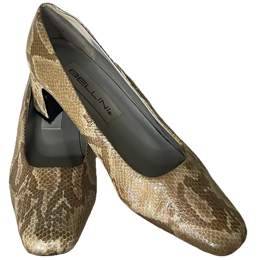 Bellini‎ Jasmine Womens Snake Print Pump Size 7 Medium 2" Block Heel